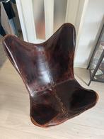 Leren vlinder stoel, Huis en Inrichting, Stoelen, Ophalen, Bruin, Leer, Zo goed als nieuw