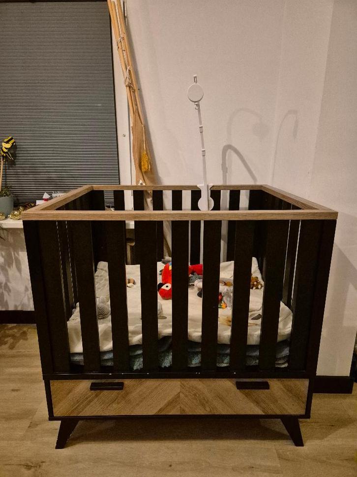 interbaby box met lade lancaster zwart / visgraatmotief, Kinderen en Baby's, Boxen, Gebruikt, Rechthoekig, In hoogte verstelbaar