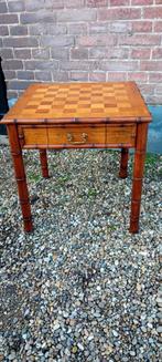 Vintage 70ties  Bamboe Faux Schaaktafeltje ., Ophalen, Gebruikt