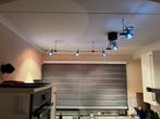 Blauwe Halogeen Spotjes op Rail tot 5 mtr., Ophalen, Gebruikt, Glas, Minder dan 50 cm