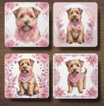 Norfolk Terriër Delfts Roze onderzetters met houder, Ophalen of Verzenden, Nieuw, Glas of Kopje