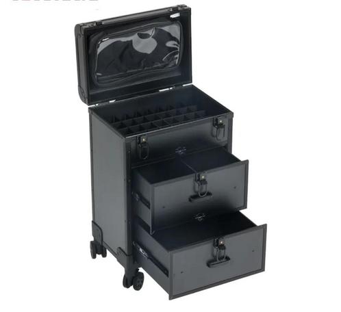 Koffer met lades - kapperskoffer trolley met wielen, Sieraden, Tassen en Uiterlijk, Koffers, Nieuw, Hard kunststof, Ophalen of Verzenden