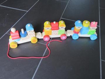 Houten blokken treinset met 2 karren, 30delig BigJigs toys. beschikbaar voor biedingen