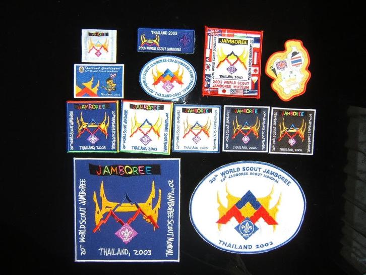 jamboree 2003  Thailand 13 insignes, Verzamelen, Scouting, Gebruikt, Embleem, Speld of Insigne, Ophalen of Verzenden