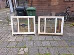 2 antieke kozijnen met glas in lood, Doe-het-zelf en Verbouw, Kozijnen en Schuifpuien, Gebruikt, Raamkozijn, Hout, Ophalen