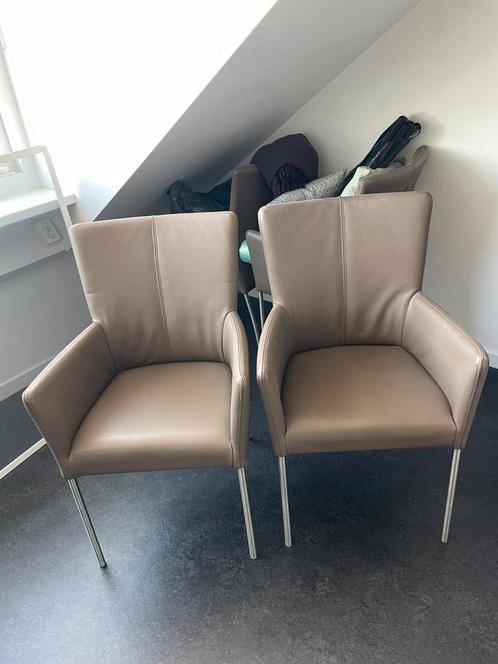Eetkamerstoelen, Huis en Inrichting, Stoelen, Gebruikt, Vier, Leer, Overige kleuren, Ophalen