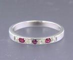 Prachtige platina ring met diamant en robijn (15), Overige materialen, Ophalen of Verzenden, Dame, Rood