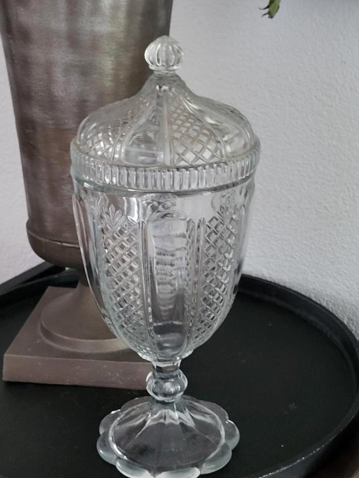 Vintage Glazen Bonbonnière met Deksel, Antiek en Kunst, Antiek | Glas en Kristal, Ophalen of Verzenden