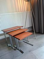 Vintage bijzettafeltjes set, Ophalen, Gebruikt, 25 tot 50 cm, Rechthoekig