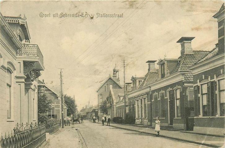 701128031 Scheemda Eexta Stationsstraat, Verzamelen, Ansichtkaarten | Nederland, Groningen, Voor 1920, Verzenden