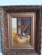 Leuk klein schilderij, kippen van Du Four, Ophalen of Verzenden