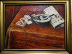 Stilleven speelkaarten met tabakspijp gesign. 1944 Wetering, Antiek en Kunst, Kunst | Schilderijen | Klassiek, Ophalen of Verzenden