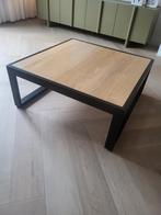 Industriele eiken salontafel met stalen frame, 50 tot 100 cm, Vierkant, Zo goed als nieuw, Modern