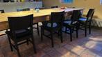 Acht zwarte houten eetkamerstoelen Ikea, Huis en Inrichting, Stoelen, Ophalen, Gebruikt, Zwart, Modern