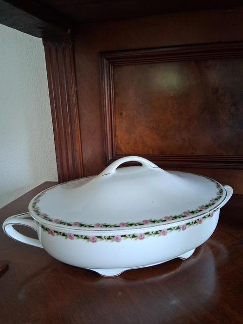 Rosenthal dekschaal met roze bloemetjesrand *eureka*, Antiek en Kunst, Antiek | Servies los, Ophalen of Verzenden