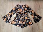 SHEIN zwarte playsuit met bloemen maat XL ~ JB0011, Zwart, Maat 46/48 (XL) of groter, Ophalen of Verzenden, Zo goed als nieuw