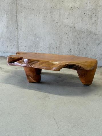 Vintage brutalist wabi sabi wortelnoten salontafel beschikbaar voor biedingen