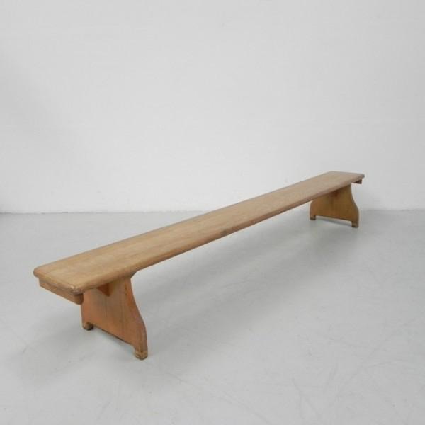 Vintage gymbank, Huis en Inrichting, Tafels | Sidetables, Gebruikt, 25 tot 50 cm, 200 cm of meer, Rechthoekig, Eikenhout, Ophalen
