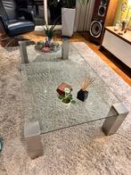 Salontafel glas rvs 90x180, Ophalen, Gebruikt, 50 tot 100 cm, Glas