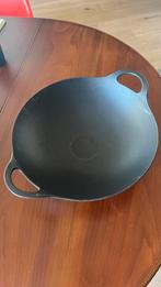 Gietijzeren wok / wokpan 34 cm breed, Ophalen, Zo goed als nieuw, Gietijzer, Wok