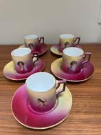 Antieke kop en schotels, 19e eeuw, damesportretten, Antiek en Kunst, Antiek | Servies compleet, Ophalen of Verzenden