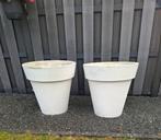 2 witte bloempotten, Ophalen, Kunststof, Gebruikt, Minder dan 30 cm