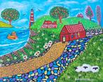 Vissers Eiland schilderij in vrolijk acryl op canvas, Ophalen of Verzenden