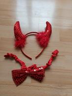 Duivel setje, rode pailletten. TEGEN ELK AANNEMELIJK BOD!, Ophalen of Verzenden, Gedragen, Halloween, Accessoires
