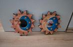 Vintage retro spiegels maan astrologie zon ster 2 stuks hout, Huis en Inrichting, Woonaccessoires | Spiegels, Minder dan 50 cm