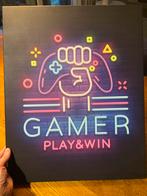 Gamer canvas neonletters h50xb40, superleuk voor gamer kamer, Ophalen of Verzenden, Zo goed als nieuw, Print, Minder dan 50 cm
