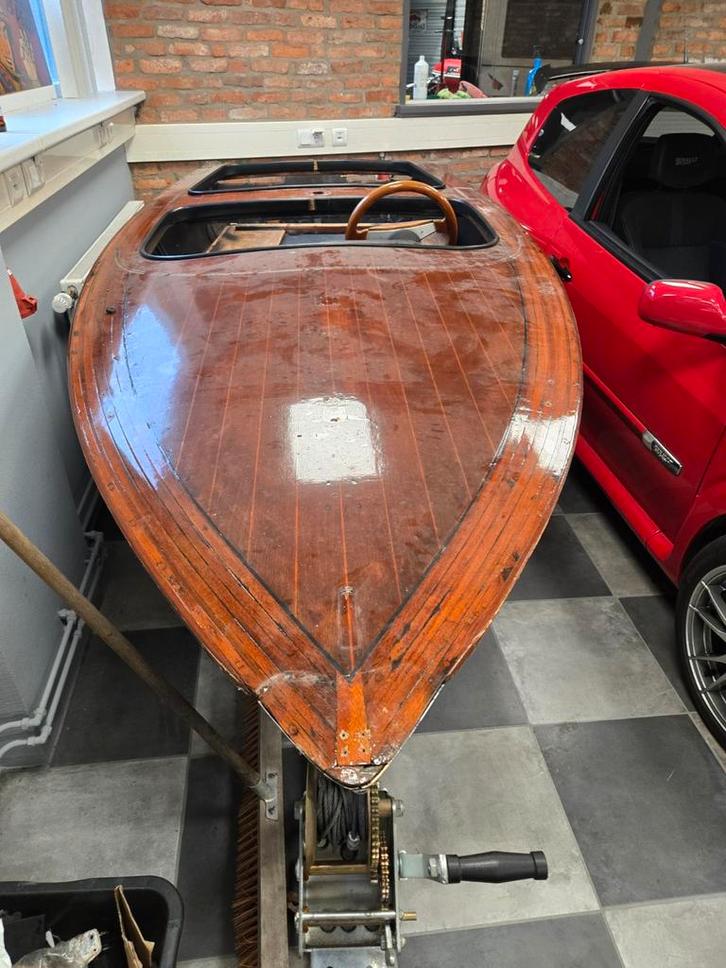 Houten speedboot met werk.   nordson nymph uit 1955 tot 1960, Watersport en Boten, Speedboten, 3 tot 6 meter, Benzine, Minder dan 70 pk