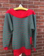 Vintage trui, sweater, mintgroen rood gestreept Hema, Maat 38/40 (M), Ophalen of Verzenden, Gedragen, Hema