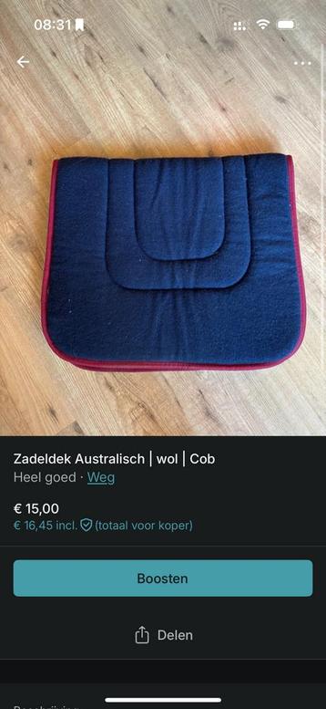 Zadeldek australisch, wol, cob beschikbaar voor biedingen