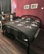 Oersterk vintage mat zwart metalen bedframe 140x200, Ophalen, Gebruikt, Zwart, Tweepersoons