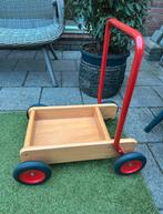 Houten loopkar blokkenkar vintage rood van bueren, Caravans en Kamperen, Bolderkarren, Ophalen of Verzenden, Zo goed als nieuw