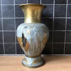 Vaas, cloisonné, koper, paradijsvogel, Chinees, vintage, Ophalen of Verzenden
