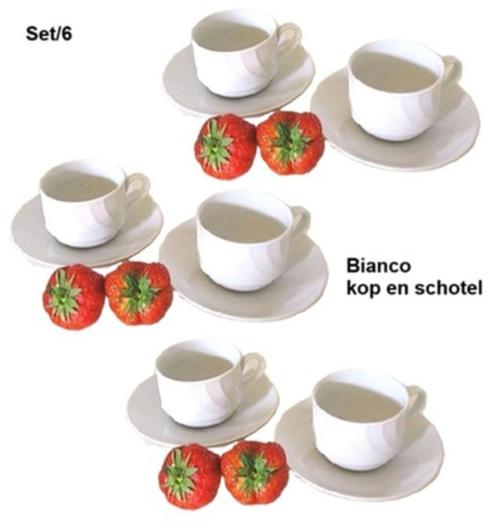 Kop en schotel Bianco set/6 Cappuccino, Huis en Inrichting, Keuken | Servies, Nieuw, Kop(pen) en/of Schotel(s), Overige stijlen