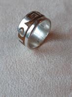 Zilveren mexicaanse ring ingelegd met barnsteen, 18 tot 19, Gebruikt, Ophalen of Verzenden, Dame of Heer