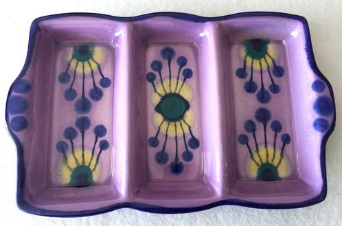 Flora Holland 3 vaks schaal snackschaal Lila Paars vintage, Antiek en Kunst, Antiek | Servies los, Ophalen