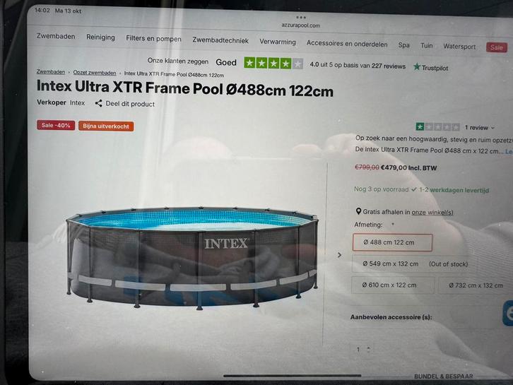 Intex zwembad, Tuin en Terras, Zwembaden, Nieuw, Opzetzwembad, 120 cm of meer, 400 cm of meer, 300 cm of meer, Rond, Ophalen