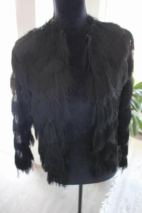 Cardigan/ vest met franjes in maat 36, Kleding | Dames, Truien en Vesten, Zo goed als nieuw, Maat 36 (S), Zwart, Ophalen of Verzenden