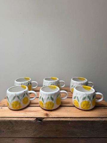 6 Theemokken met Citroenen Print beschikbaar voor biedingen