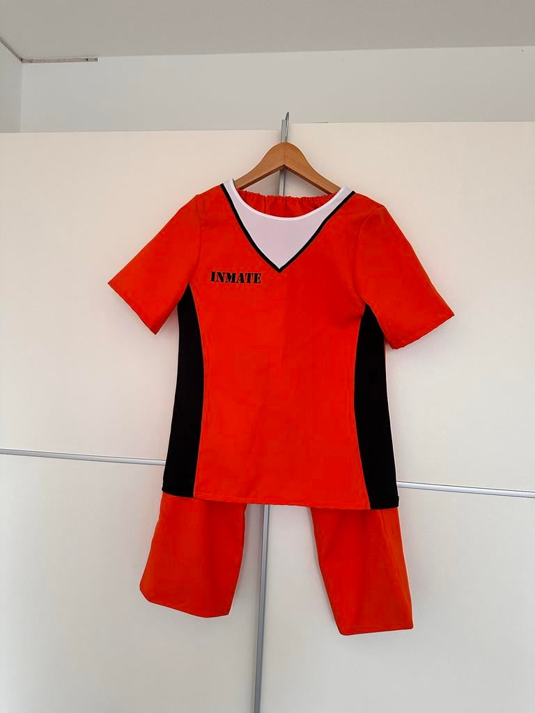 Carnavalskleding Boevenpak - Oranje Gevangenis Outfit, Carnaval, Ophalen of Verzenden, Zo goed als nieuw, Kleding