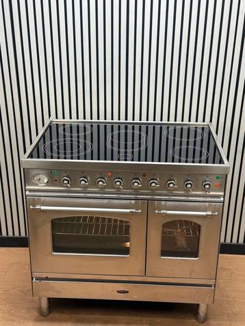 Luxe RVS Boretti Fornuis keramisch met 2 ovens 90 cm beschikbaar voor biedingen