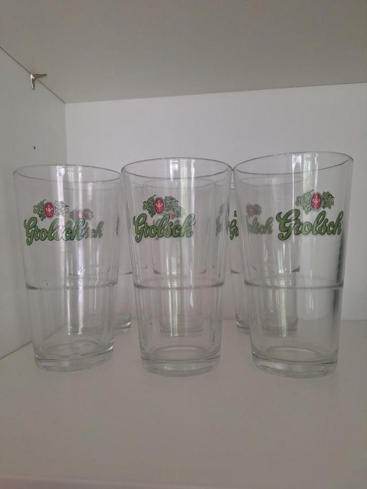 Grolsch Bierglazen - Set van 6, Antiek en Kunst, Antiek | Glas en Kristal, Ophalen of Verzenden