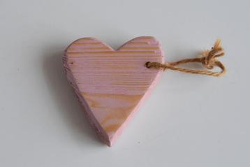 Leuk roze houten hart hanger decoratie geboorte baby kerst beschikbaar voor biedingen