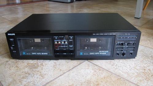 Philips - dubbel cassette deck - FC567, Audio, Tv en Foto, Cassettedecks, Dubbel, Philips, Auto-reverse, Tiptoetsen, High speed dubbing
