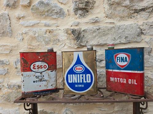 3 Antieke Esso & Fina olie blikken tezamen €39, Verzamelen, Merken en Reclamevoorwerpen, Gebruikt, Ophalen of Verzenden