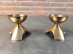 Set brutalistische messing kandelaars, Ophalen of Verzenden, Koper of Brons