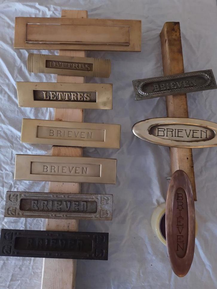 brievenbusklep 9 x, Doe-het-zelf en Verbouw, Hang- en Sluitwerk, Gebruikt, Slot, Koper of Messing, Ophalen of Verzenden